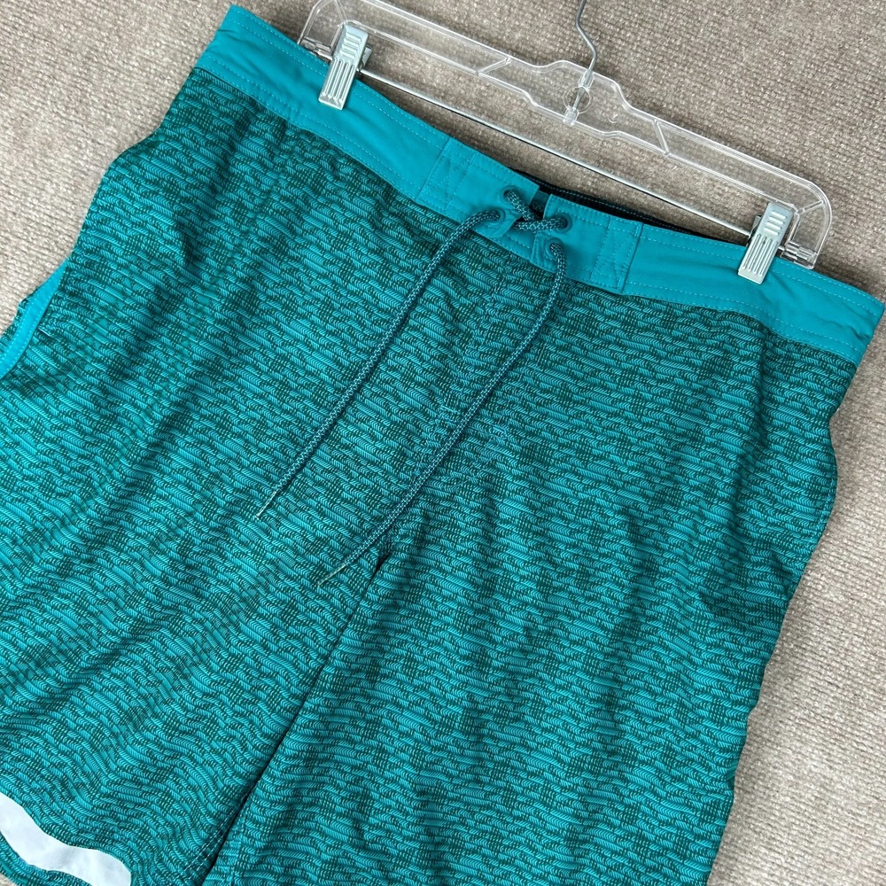 George Board Shorts Mens Large Green Pixelated Print Drawstring Mid Rise Surfing